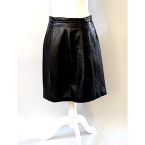 EREZ Y2k Black Soft Supple Genuine Leather Knee Lenth Pencil Skirt Women SZ 12